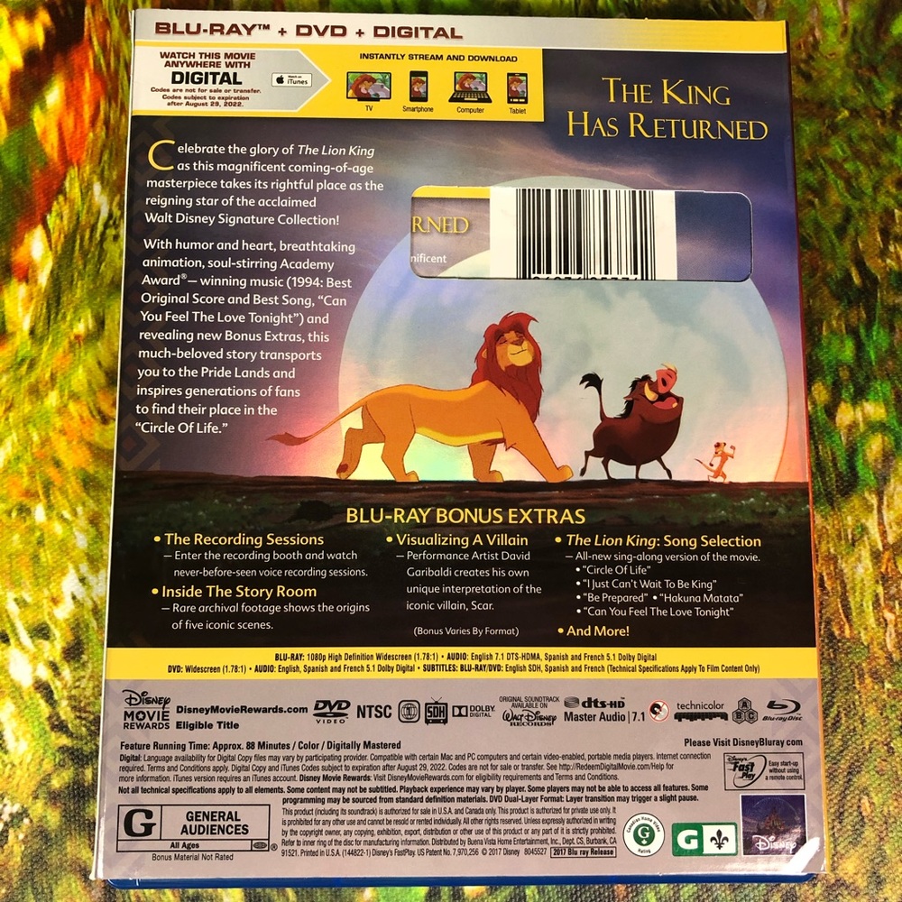 The lion king on dvd and blue ray- new